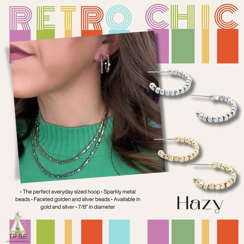 Park Lane Hazy Silver Hoop Earrings Retail $36